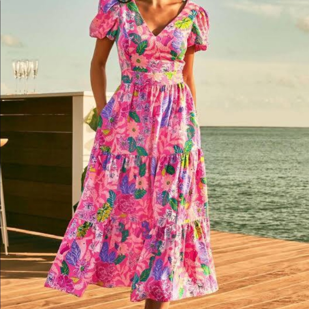 Lilly Pulitzer Grace Tiered Midi Dress Size 10